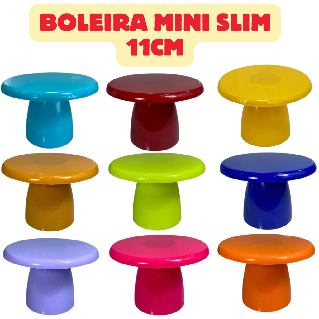 Boleira Mini Slim Cogumelo 11cm - Decoração Mesa Festa Aniversário Casamento