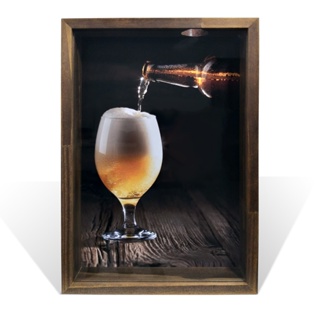 Porta Tampinhas De Cervejas Quadro Em Madeira Com Vidro em Oferta na Shopee