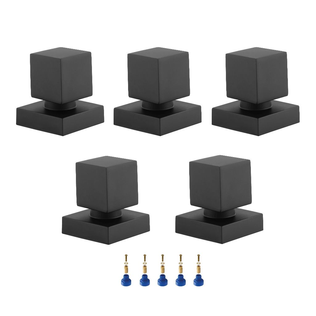 5 Acabamentos Para Registro Pressão ou Gaveta 1/2 e 3/4 Quadrado Preto Fosco Padrão Deca Metal +adaptador Docol