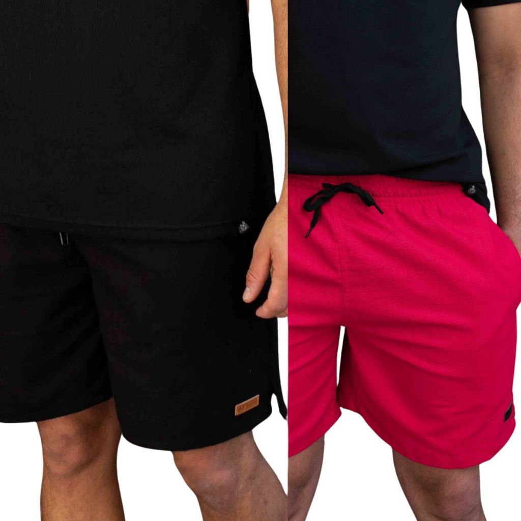 Kit 2 Short Linho Masculino Com Bolso Faca Discreto