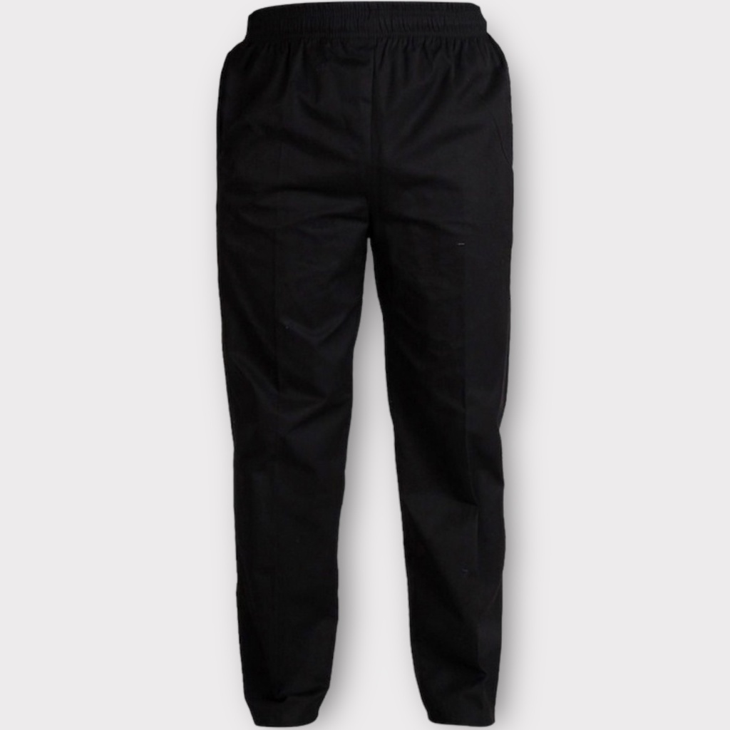 Calça de Oxford Preta com Elástico Unissex Para Trabalho Com Bolso Traseiro Fardamento Cozinha em Oferta na Shopee