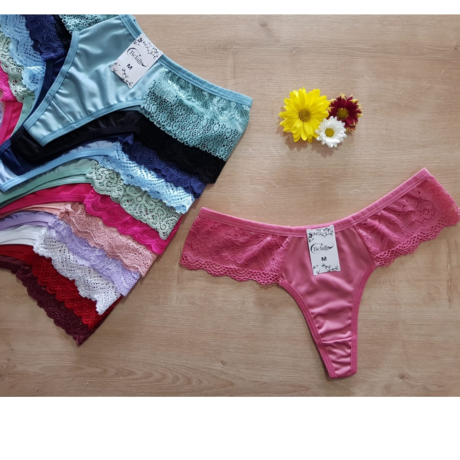 Kit 30 Calcinhas Cris Fio Dental E Renda Ótimo P/revenda