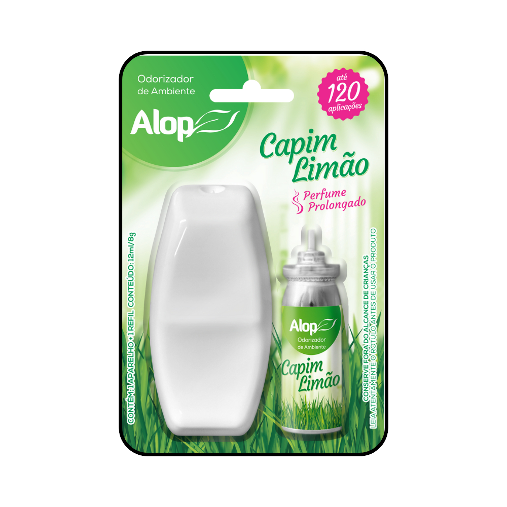 Refil + aparelho Neutralizador De Odores Capim Limao 12 ml Rende 120 Aplicaçoes