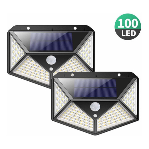 Kit 2 Luminária Solar A Prova Dágua 100 Led Com Sensor De Presença em Oferta na Shopee