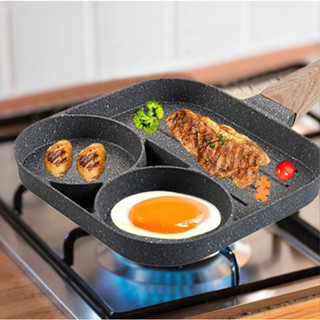 Frigideira Antiaderente 3 Furos Divisórias Fritar Ovo Carne Lanche Hambúrguer Multiuso Ped...