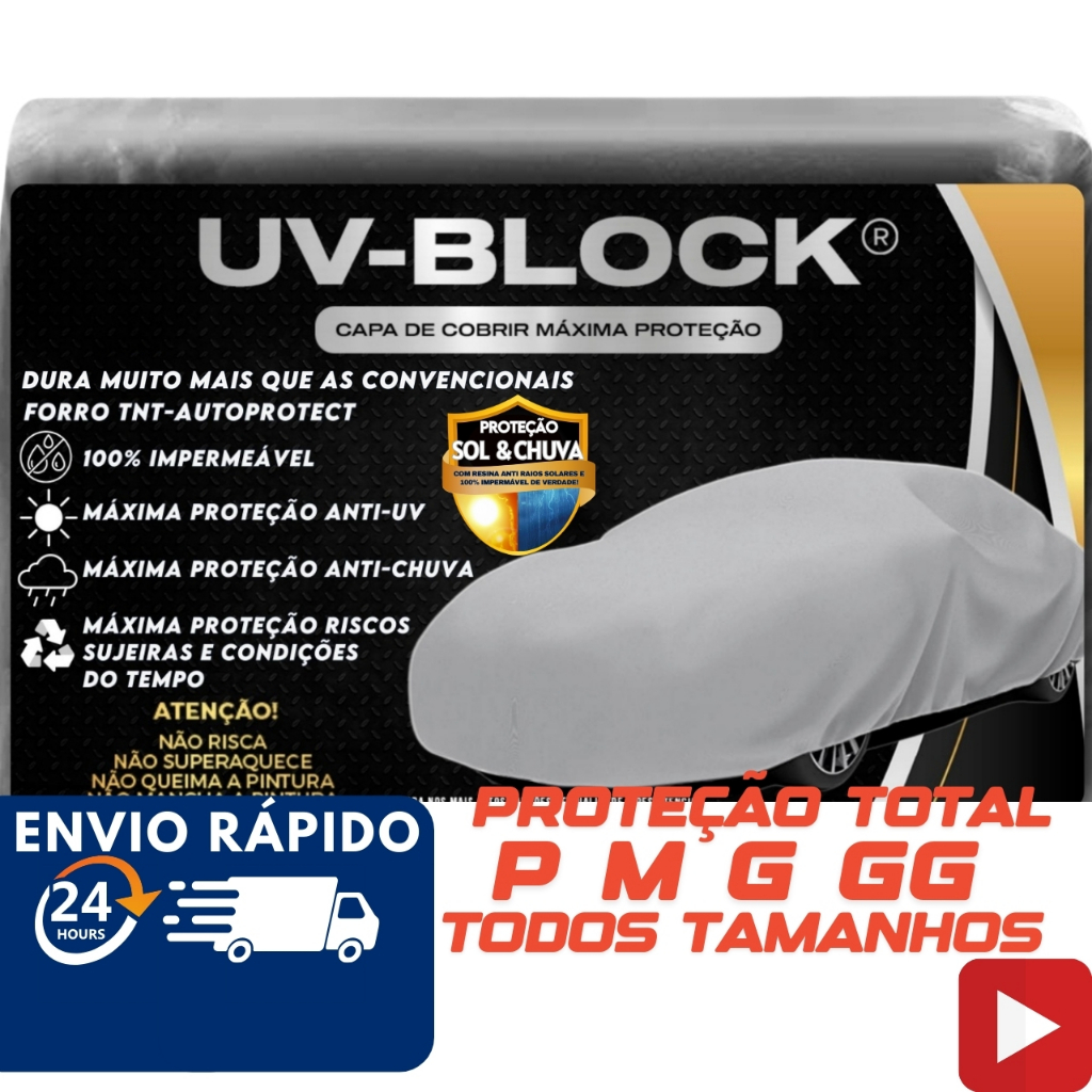 Capa Para Cobrir Carro 100% Proteção Uv Sol & Chuva Tamanho P , M , G Impermeável