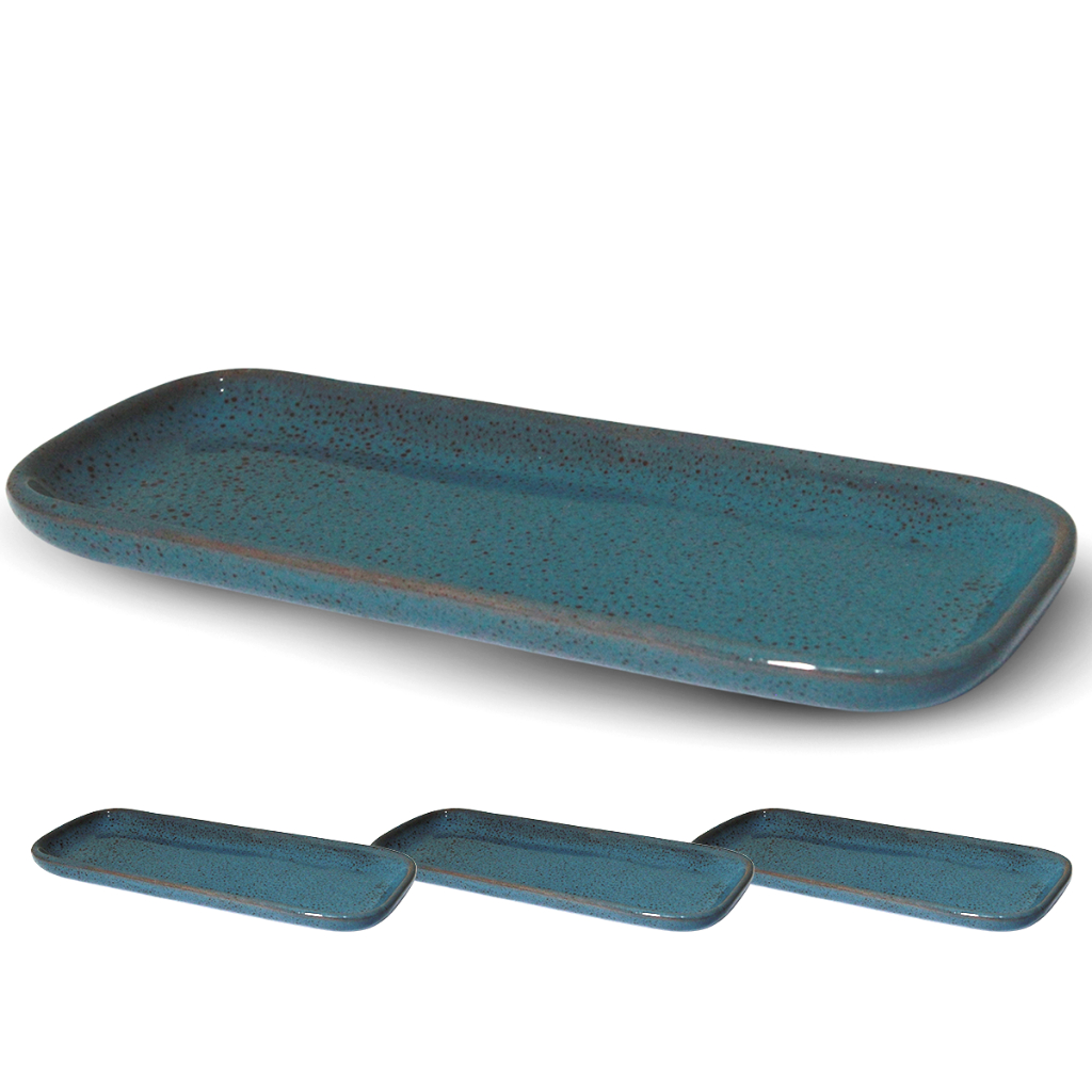 Kit 4 Rocamboleira Retangular Pequena Cerâmica Café Da Manhã