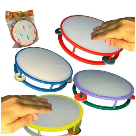 Pandeiro Infantil 19cm  Grande De Plástico Brinquedo Musical Criança Ref:128s