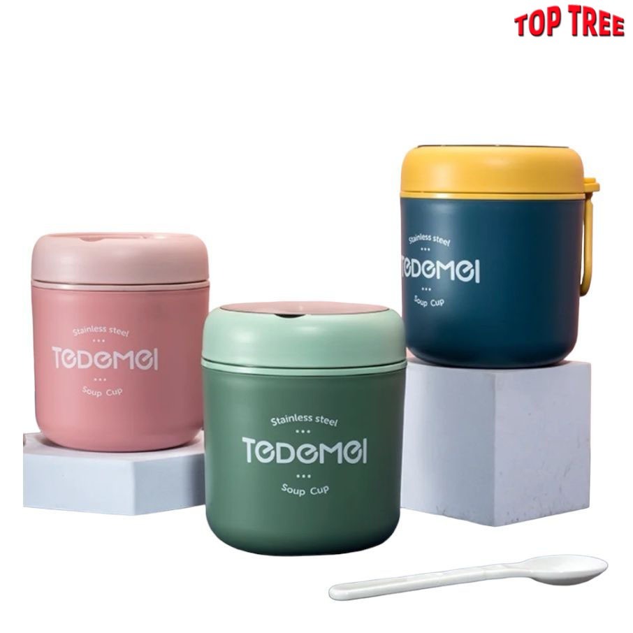 Lancheira Térmica De Aço Inoxidável De 530ML Com Colheres De Sopa Para Alimentos Recipientes Térmicos Thermische Top Tree