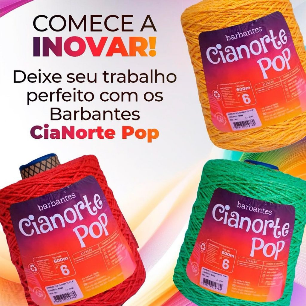 Kit 2 Rolos Barbante CiaNorte Pop 600 metros coloridos para crochê/tricô em Oferta na Shopee