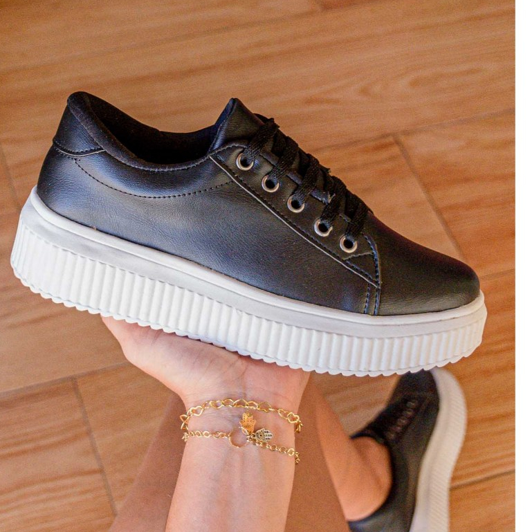Tênis Feminino Casual Grip Caixa Alta Branco Com Cordão para melhor Ajuste Ref: 1.100