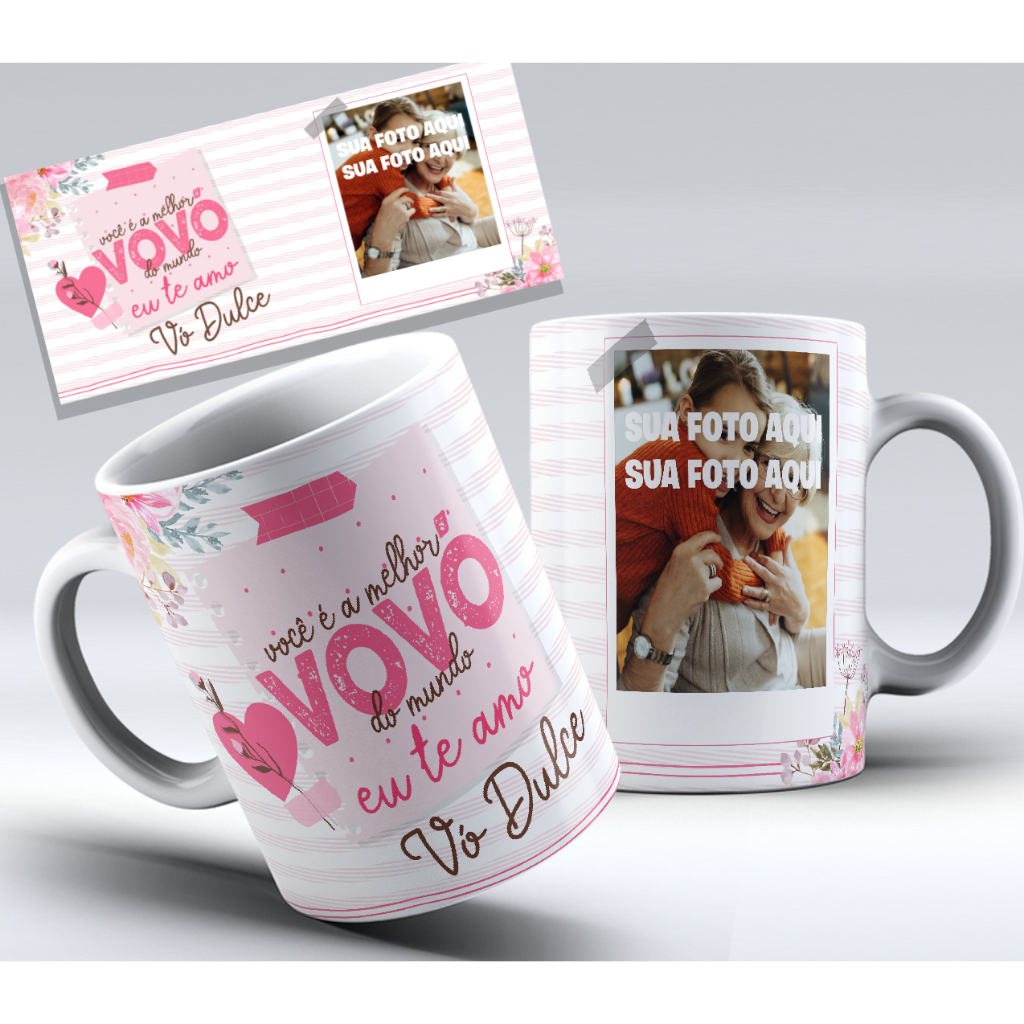 Caneca dia dos Avós, personalizada com foto e nome - Melhor Avó em Oferta na Shopee