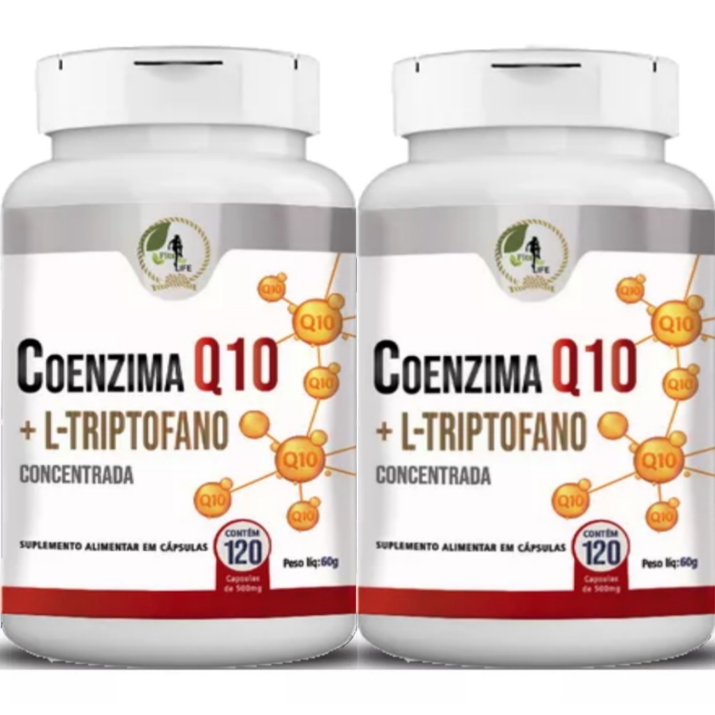 Kit 2 Un Coenzima Q10 500mg 240 Cáps L Triptofano Fits Life