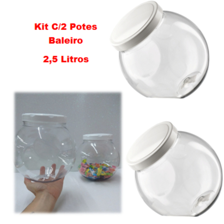 Kit C/2 Potes Baleiro Panamby Cristal Tampa Branca 2,5 Litros Ref:758