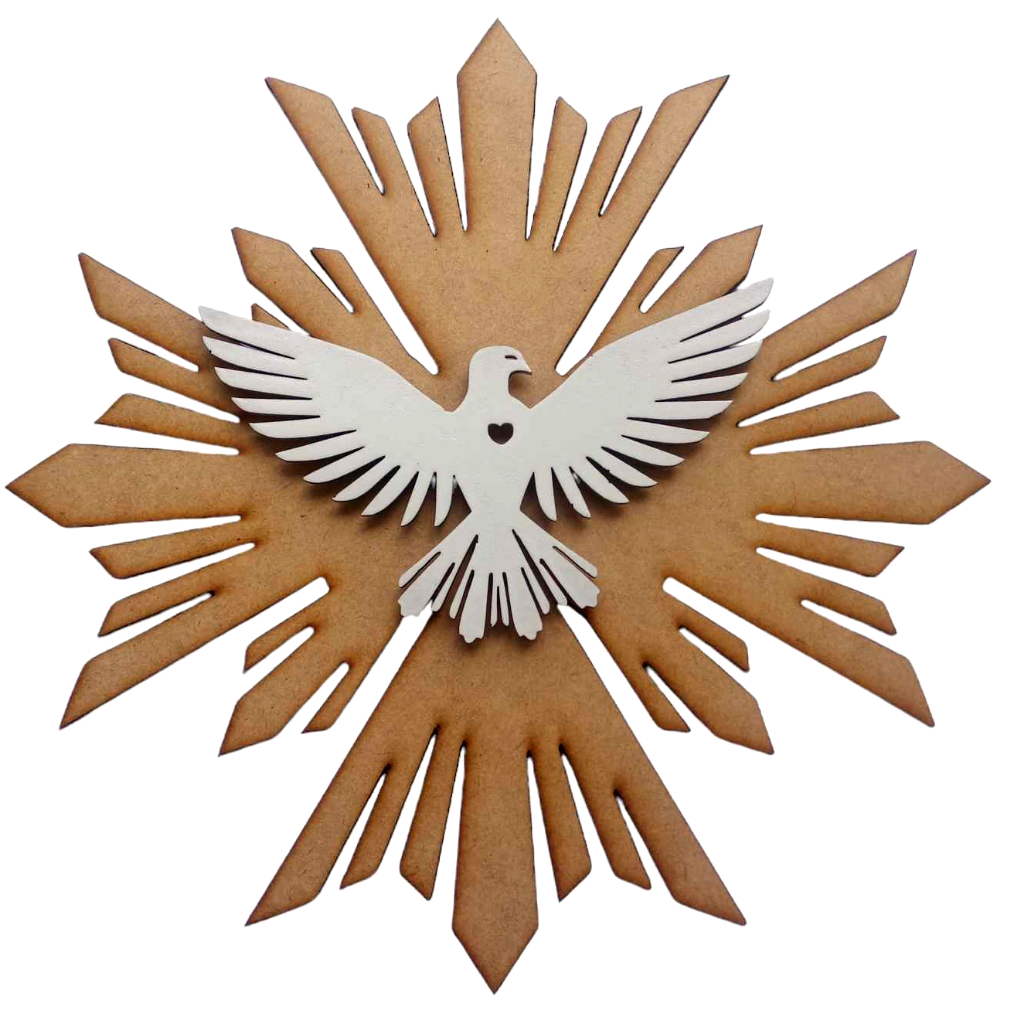 Imagem Mandala Espirito santo Mdf Vazado Decorativa com fita dupla face quadro decoração