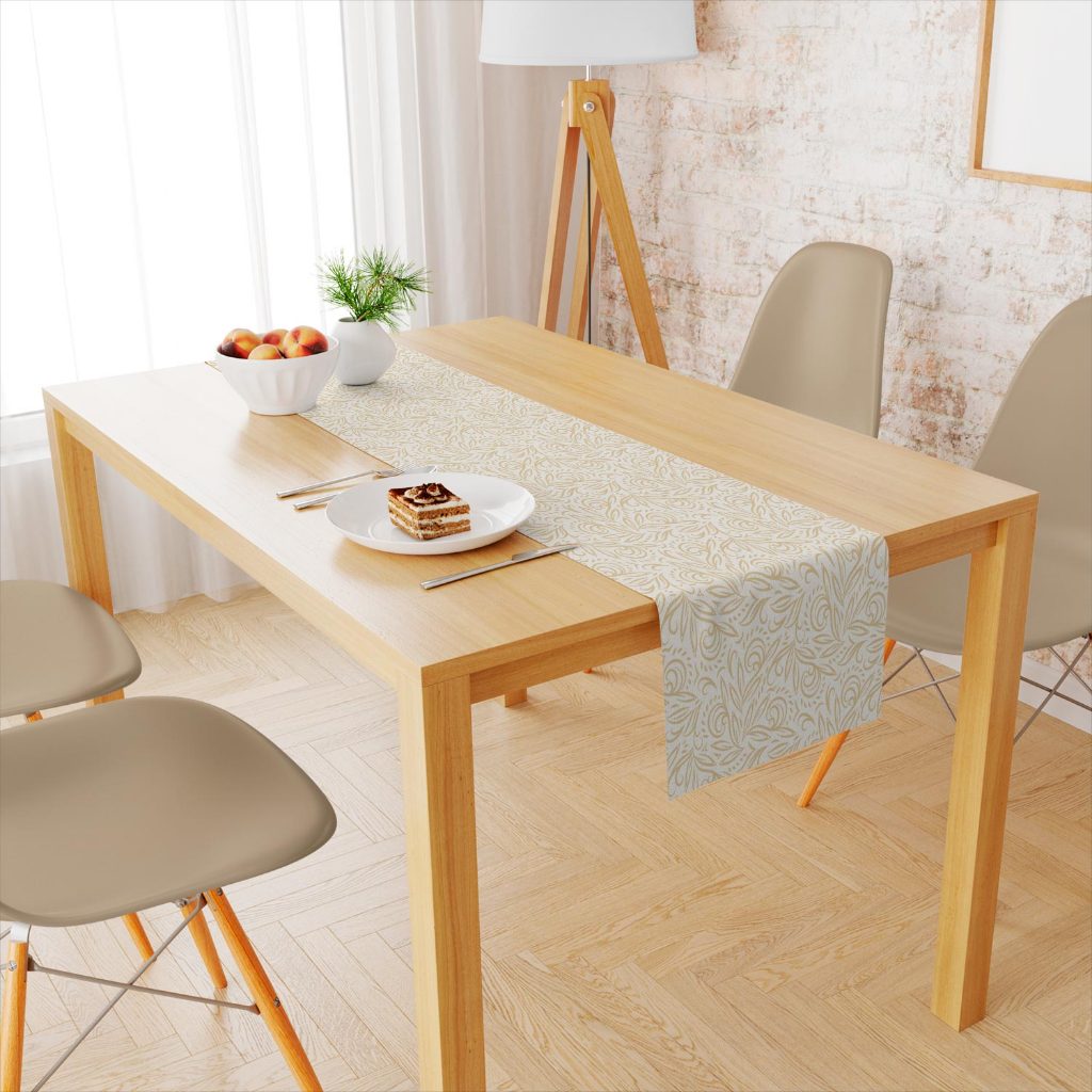 Caminho De Mesa Trilho De Mesa Centro de Mesa Estampado 1,35x0,40 - Folhas Amarelinhas