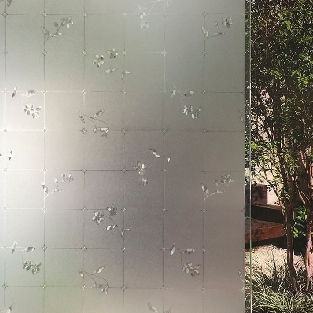 Película Adesiva Decorativa 3D Eletrostática Mod.Quadriculado com Flores para Janela Box e Portas em Oferta na Shopee