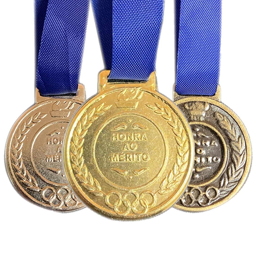 Kit 15 Unidades Medalhas de Metal Honra ao Mérito Mini Jogar Campeonato Esporte 29mm Torneio Pódio Acompanha Fita