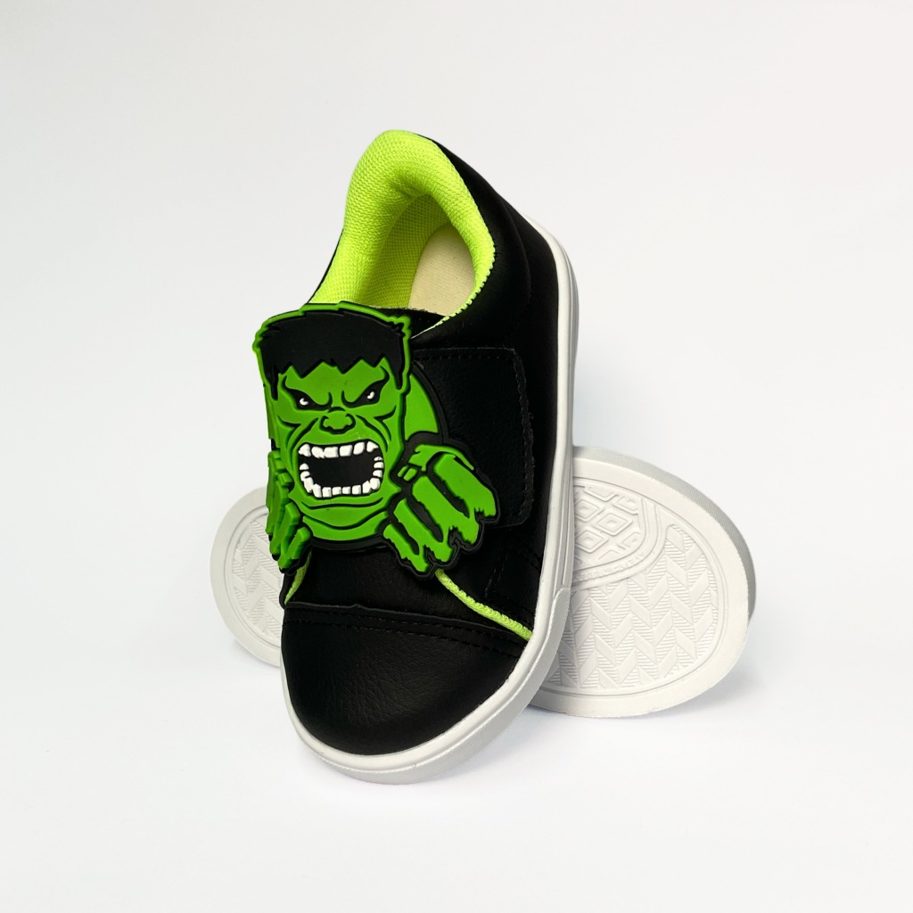 Tênis Infantil Menino Hulk Confortável Preto 20 Ao 34