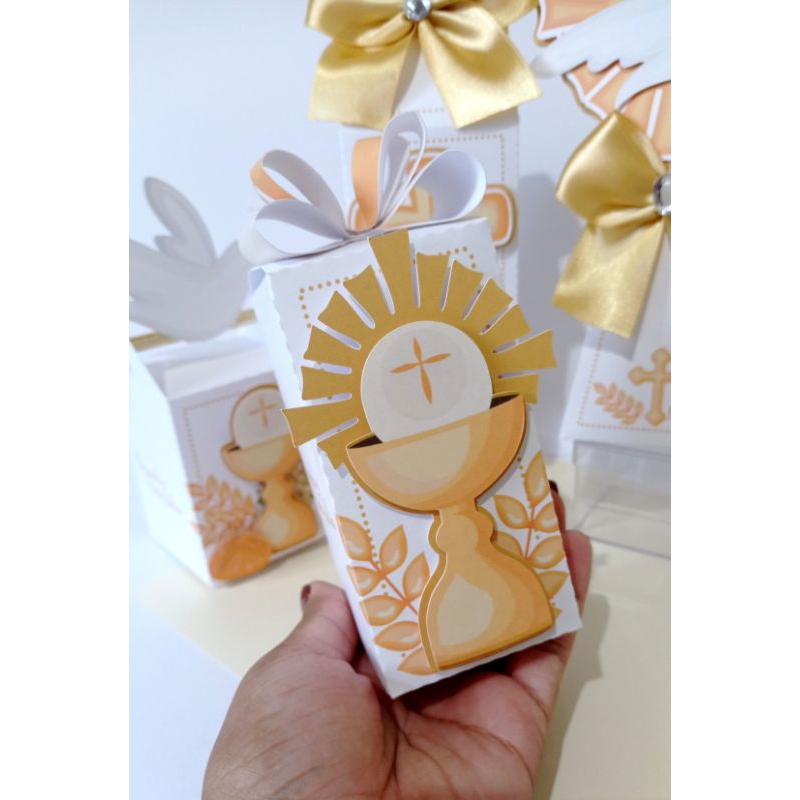 PEGUE E MONTE - Kit Festa Personalizados PRIMEIRA EUCARISTIA/COMUNHÃO Lembrancinhas Caixinhas para Aniversário