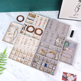 Porta Jóias de Veludo para Closet Gavetas Bandeja Organizador de Bijuterias Anel Brinco Relógio Pulseira e Colares em Oferta na Shopee