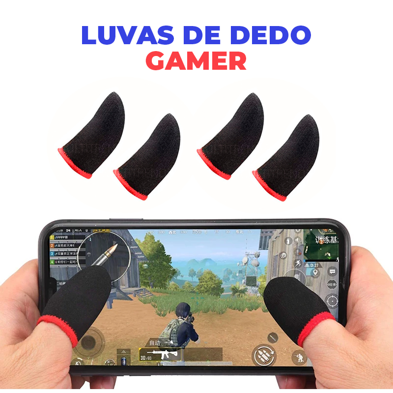 Luva de Dedo Gamer para controle de jogo celular, Free Fire, Call of Duty, PUBG