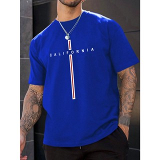 Camiseta Masculina 100% algodão 30.1 California Cruz Azul royal Corte Reto em Oferta na Shopee
