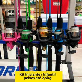 Kit Pesca Leve Molinete C/ Linha + Vara 1,35m Rosa Azul Preto Verde Dourado em Oferta na Shopee