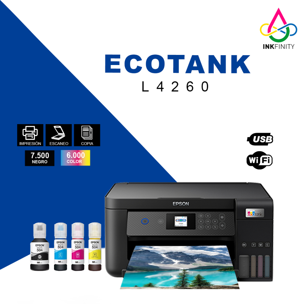 Impressora Multifuncional Epson Ecotank L4260 - Tanque de Tinta Colorida USB Wi-Fi Código 232043100Epson