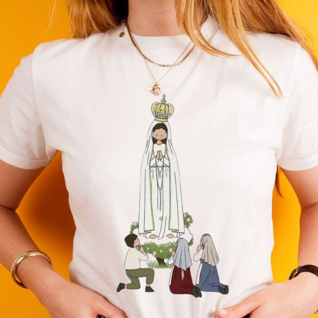 BLUSA TSHIRT feminina NOSSA SENHORA DE FÁTIMA,moda feminina,camiseta,plus size,moda cristã