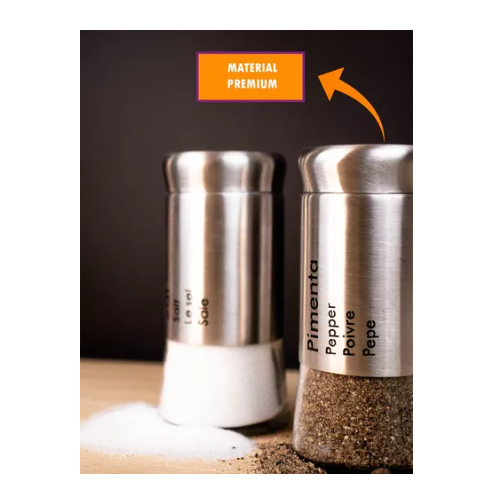 Kit Saleiro e Pimenteiro em Aço Inox e Vidro 2 peças em Oferta na Shopee