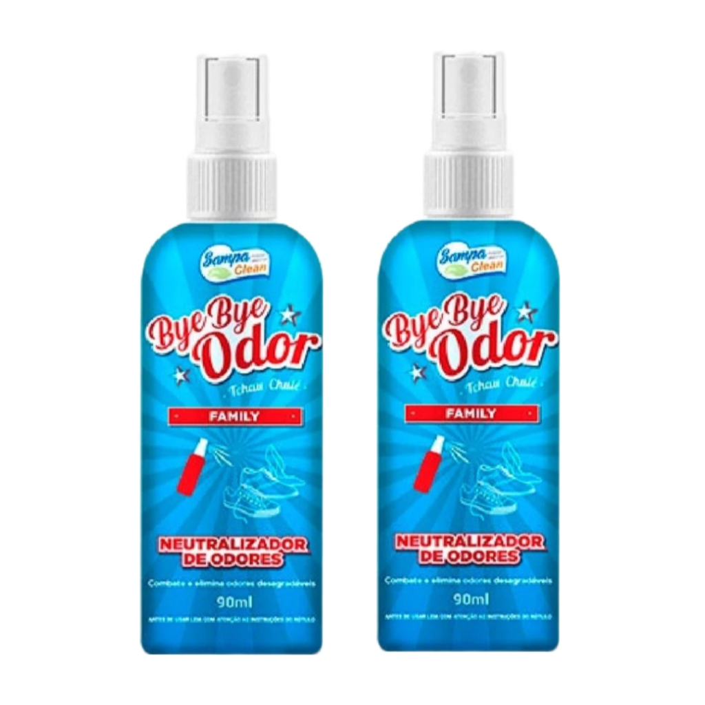Kit 2 Bye Bye Odor - Neutralizador de Odor - Tchau Chulé. Sampa Clean