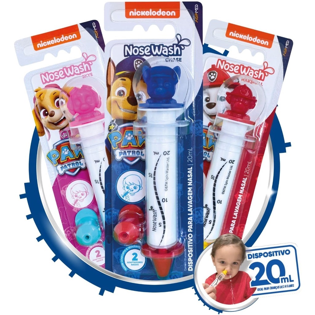 Seringa Lavagem Nasal Criança Bebê Nose Wash Patrulha Canina Sky Chase Marshall Nosewash