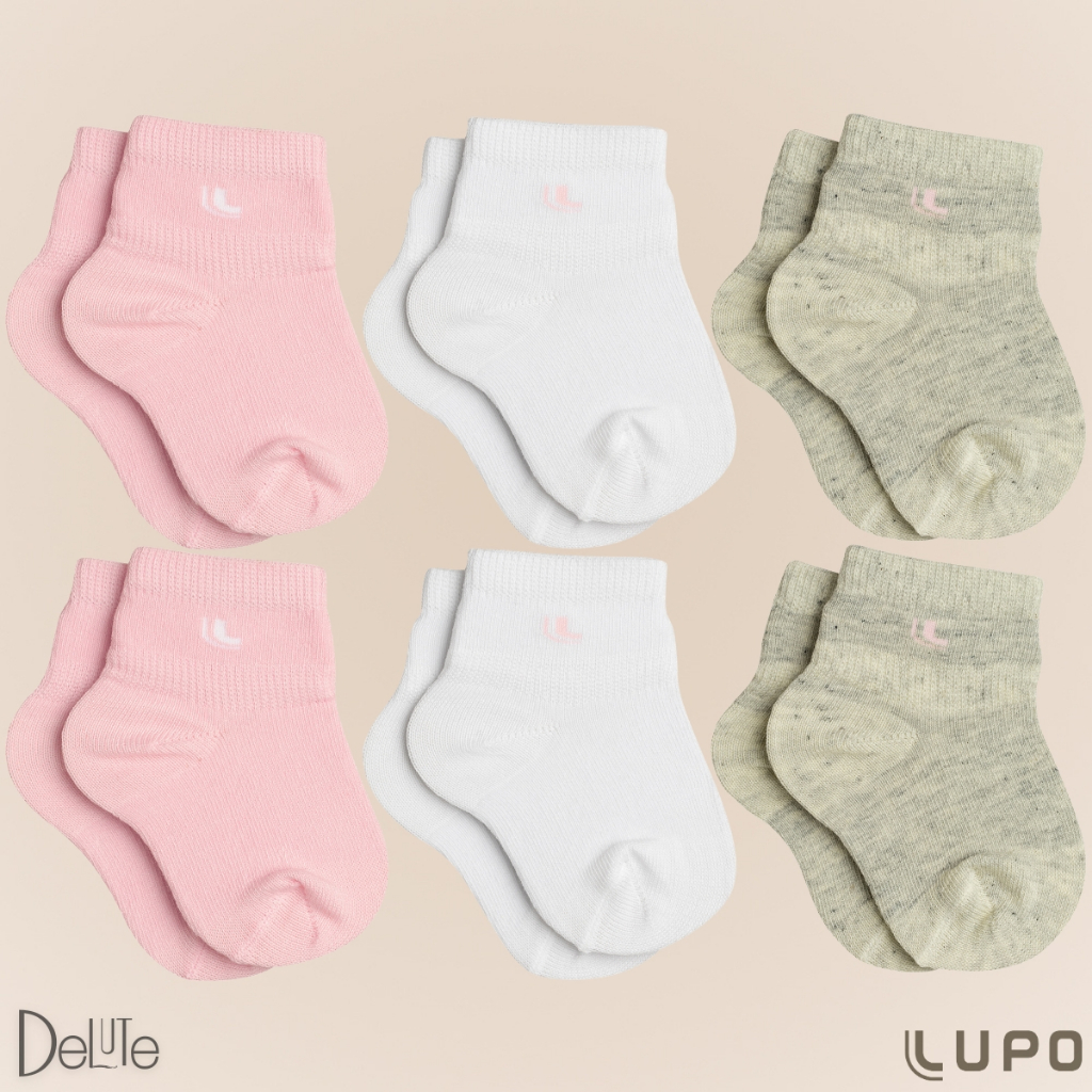 Kit com 6 Pares de Meias Lupo Baby Infantil Cano Médio em Algodão Lisa Básica Meninos e Meninas - Baby & Kids Fashion