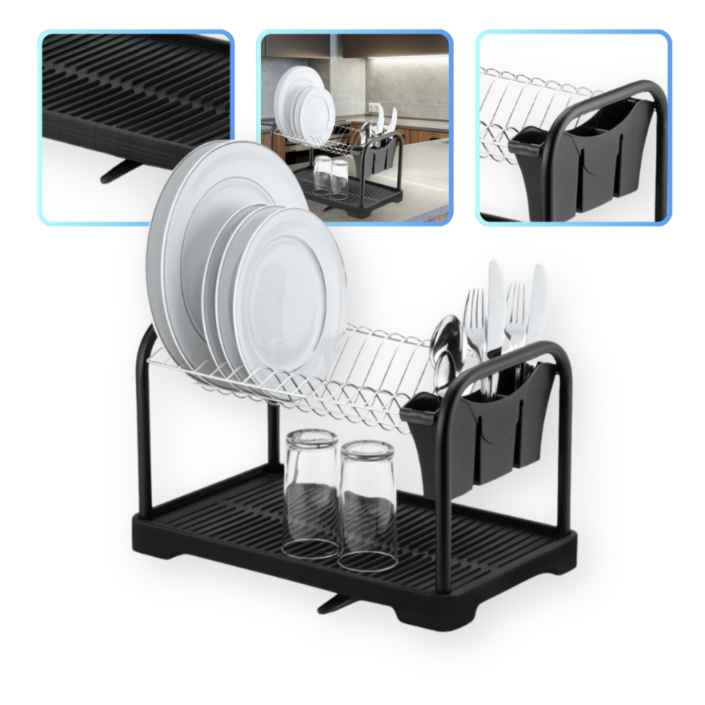 Escorredor De Louça Pratos Talheres Copos Grande Aço Cozinha Duplo Com Bica em Oferta na Shopee