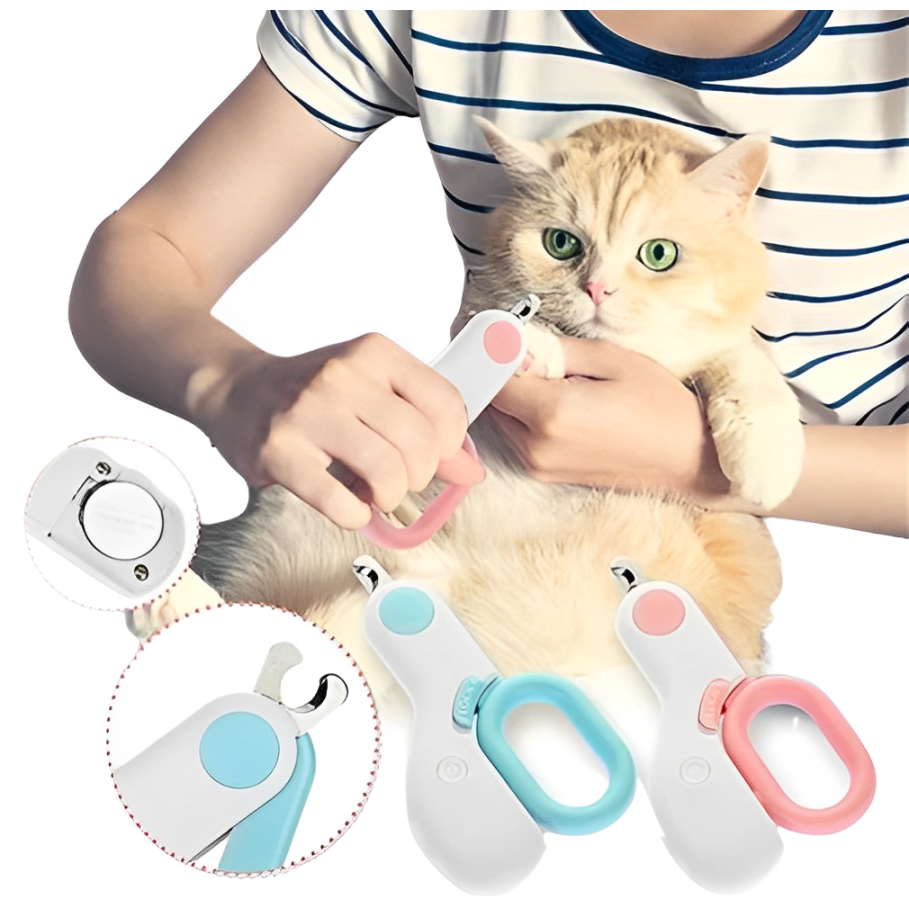 Cortador Unha Tesoura Pets Segurança Led Cães Gatos Alicate
