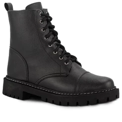 Bota Coturno Lumiss Tratorada Cano Curto Confortável Feminino Masculino Preto
