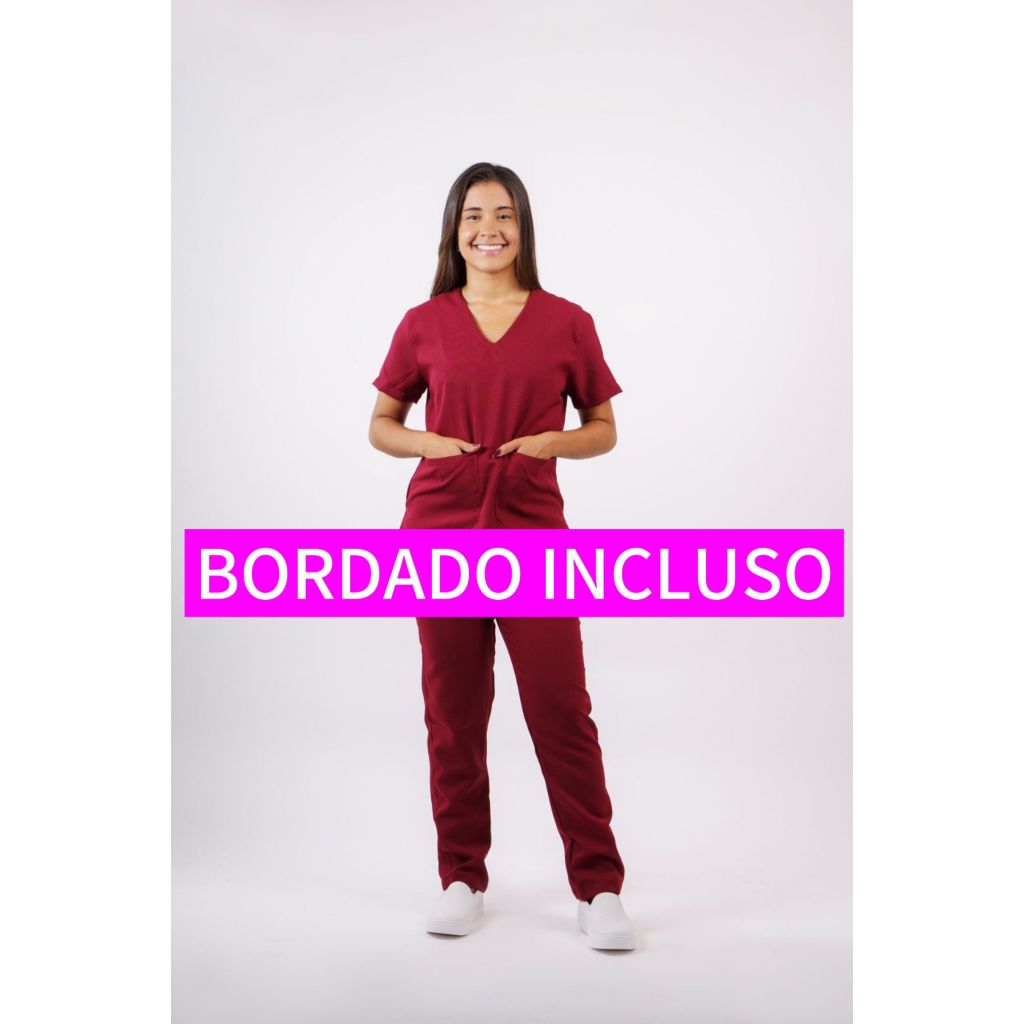 Conjunto Scrub Pijama Hospitalar Feminino COM BORDADO incluso em Oferta na Shopee