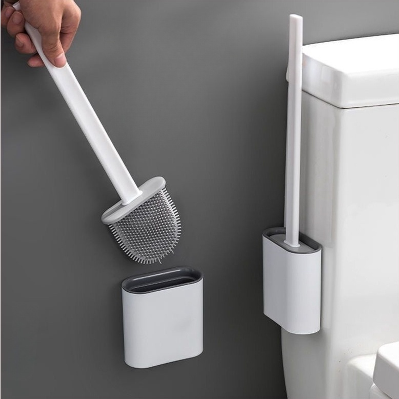 Kit Escova Sanitária Quadrada Limpeza Banheiro Parede Silicone privada suporte