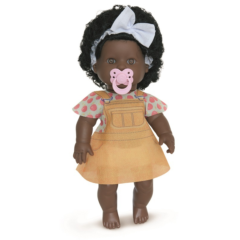 Boneca Negra Coleção Danadinhas Sapeca Com Chupeta Cabelo Cacheado -