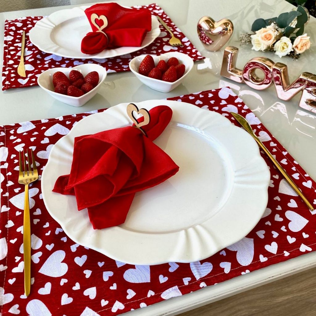 Jogo Americano Dia dos Namorados 2 Lugares ( 6 peças )