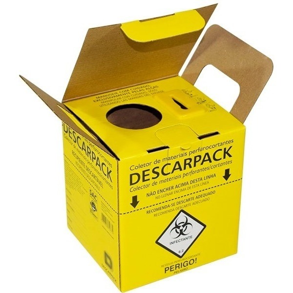 20 Caixas Coletora Descarpack 1,5 Litros Perfuro Cortante