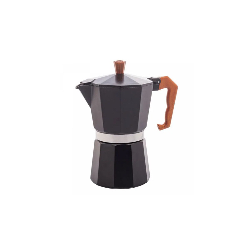 Cafeteira Italiana de Alumínio 6 Doses com Cabo em Plástico Preta Fosca 300ml
