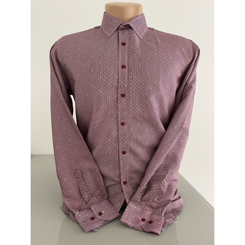 Camisa Social Masculina - 65% Poliéster, 35% Algodão, em Oferta na Shopee