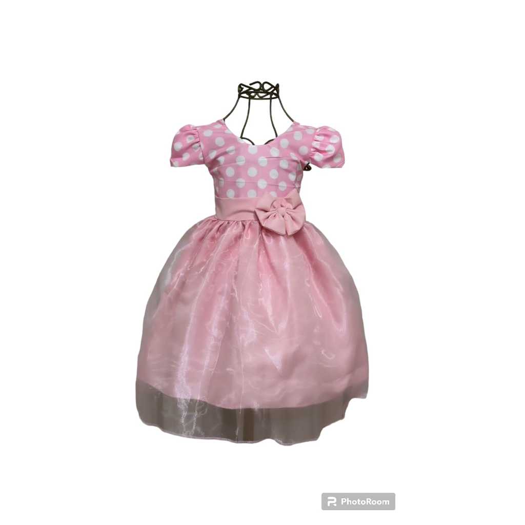 Vestido Menina Aurora Tule Rosa (Minnie Rosa)