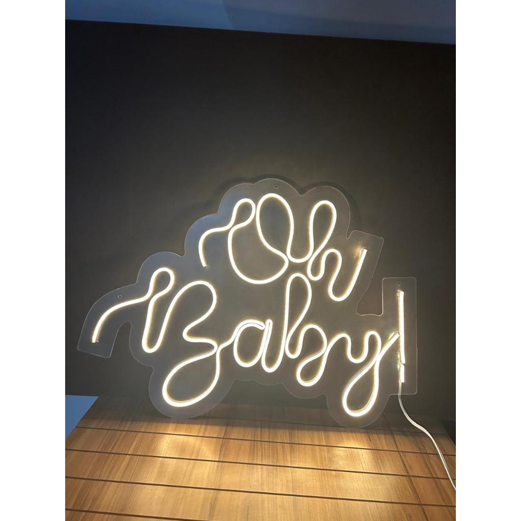 Luminária Led neon - Oh Baby duas cores disponível 50x40cm — imagem 2 de 2