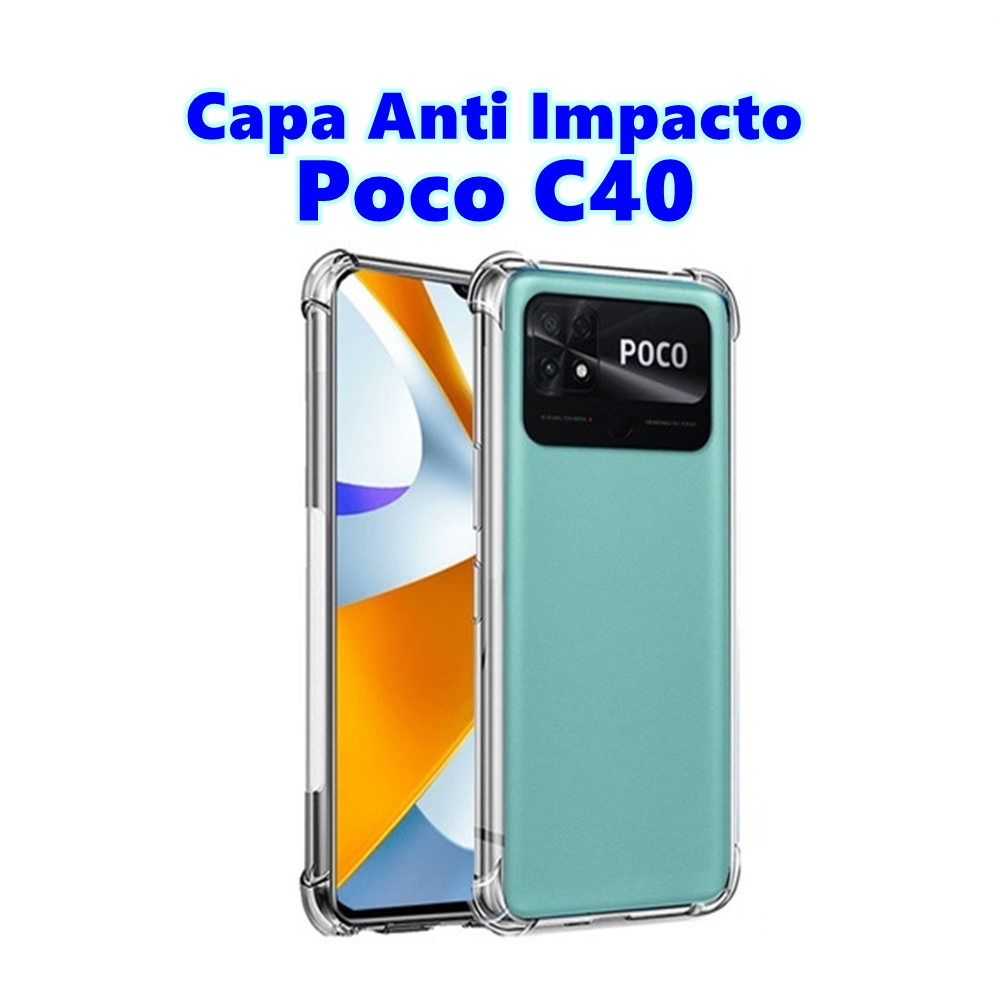 Capa Anti Impacto Poco C40 Capinha Pocophone C40 Transparente De Silicone + Protetora