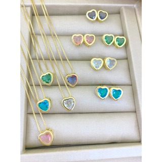 CONJUNTO FEMININO KIT COLAR BRINCO CORAÇÃO PONTO DE LUZ em Oferta na Shopee