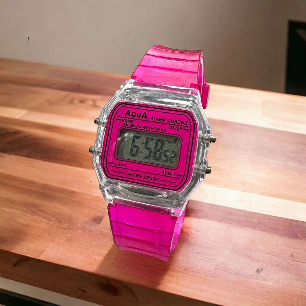 Relógio digital de pulso feminino AQUA a prova d'água original Q-81