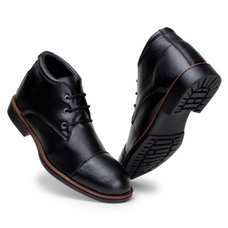 Bota Masculina Casual Social Preta com Cadarço Reforçado Bico Redondo Couro em Oferta na Shopee